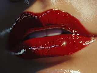 Woman's lips with red lipstick