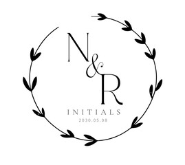 NR Monogram logo, Minimalist Typographic Line Monogram Logo, NR Wedding monogram logo, NR Typography Initial Letter Brand Logo	