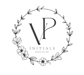 VP Typography Initial Letter Brand Logo, VP brand logo, VP monogram Wedding logo, abstract logo design