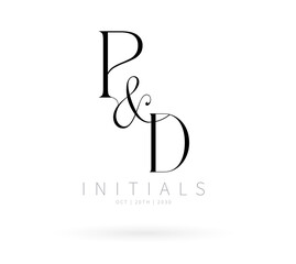 PD Typography Initial Letter Brand Logo, PD brand logo, PD monogram Wedding logo, abstract logo design