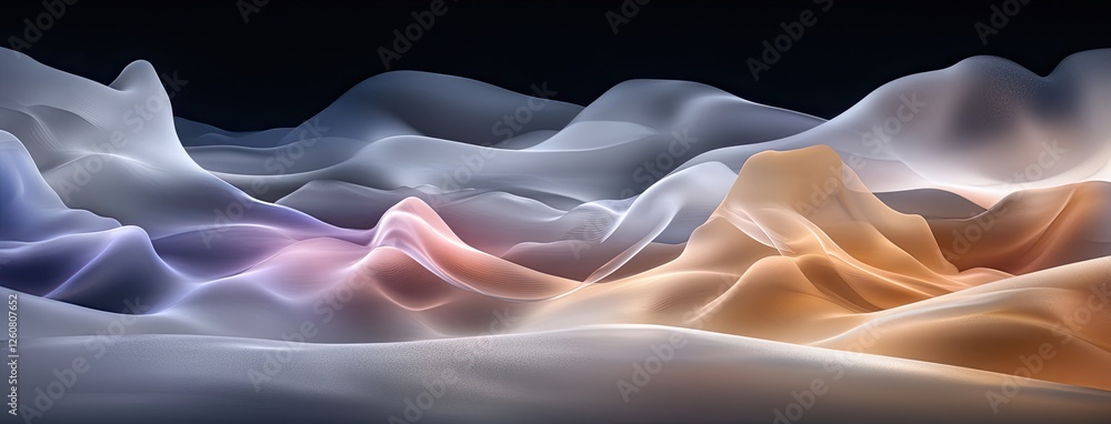 Poster abstract representation of a sound wave showcases colorful spectrum patterns in red and purple again