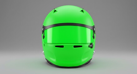 Bright Green Racing Helmet Front View Equipment for Safety Sports