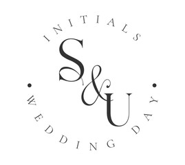 SU Monogram logo, Minimalist Typographic Line Monogram Logo, SU Wedding monogram logo, SU Typography Initial Letter Brand Logo	