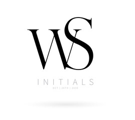 WS Monogram logo, Minimalist Typographic Line Monogram Logo, WS Wedding monogram logo, WS Typography Initial Letter Brand Logo	