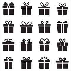 set vector various style gift boxes silhouette