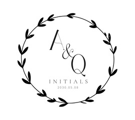AQ Typography Initial Letter Brand Logo, AQ brand logo, AQ monogram Wedding logo, abstract logo design
