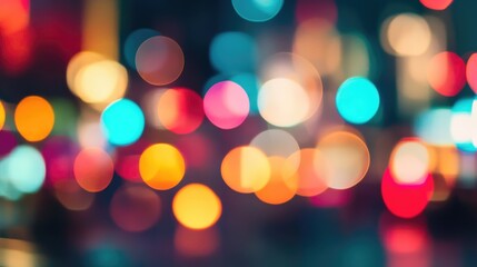 Fototapeta premium Colorful bokeh lights background. Blurred circle shapes. Multicolored blurry lights bokeh defocused abstract background for events.