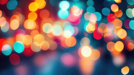 Obraz premium Colorful bokeh lights background. Blurred circle shapes. Multicolored blurry lights bokeh defocused abstract background for events.