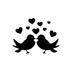 Black Silhouette Valentin's day love bird vector