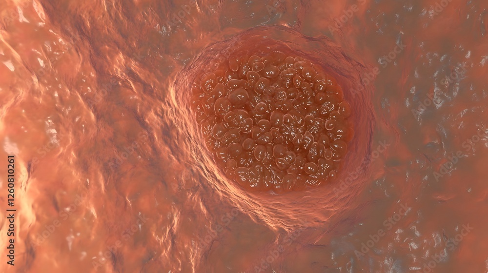 Poster closeup magnified microscopic view of a biological cell structure or organism captured in a scientif