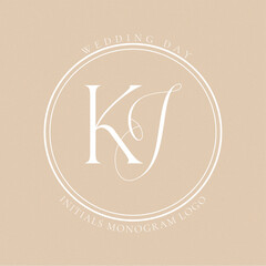 KJ Monogram logo, Minimalist Typographic Line Monogram Logo, KJ Wedding monogram logo, KJ Typography Initial Letter Brand Logo	