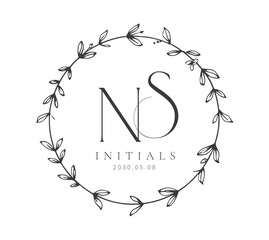 NS Typography Initial Letter Brand Logo, NS brand logo, NS monogram Wedding logo, abstract logo design