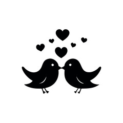 Black Silhouette Valentin's day love bird vector