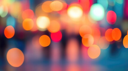Fototapeta premium Colorful bokeh lights background. Blurred circle shapes. Multicolored blurry lights bokeh defocused abstract background for events.