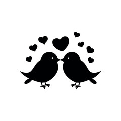 Black Silhouette Valentin's day love bird vector