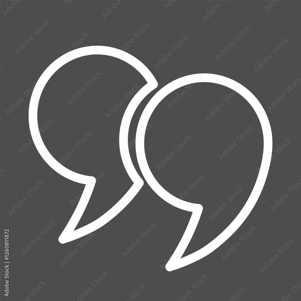 Poster a set of round quotation marks in white on a dark gray background. quotation marks in the title, rou