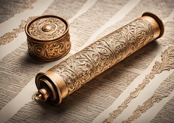 Ornate ancient scrolls with intricate designs vintage and historical on white light background