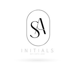SA Monogram logo, Minimalist Typographic Line Monogram Logo, SA Wedding monogram logo, SA Typography Initial Letter Brand Logo	
