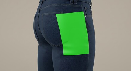 Jeans with Green Screen in Pocket for Mockup and Design