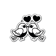 Black Silhouette Valentin's day love bird vector