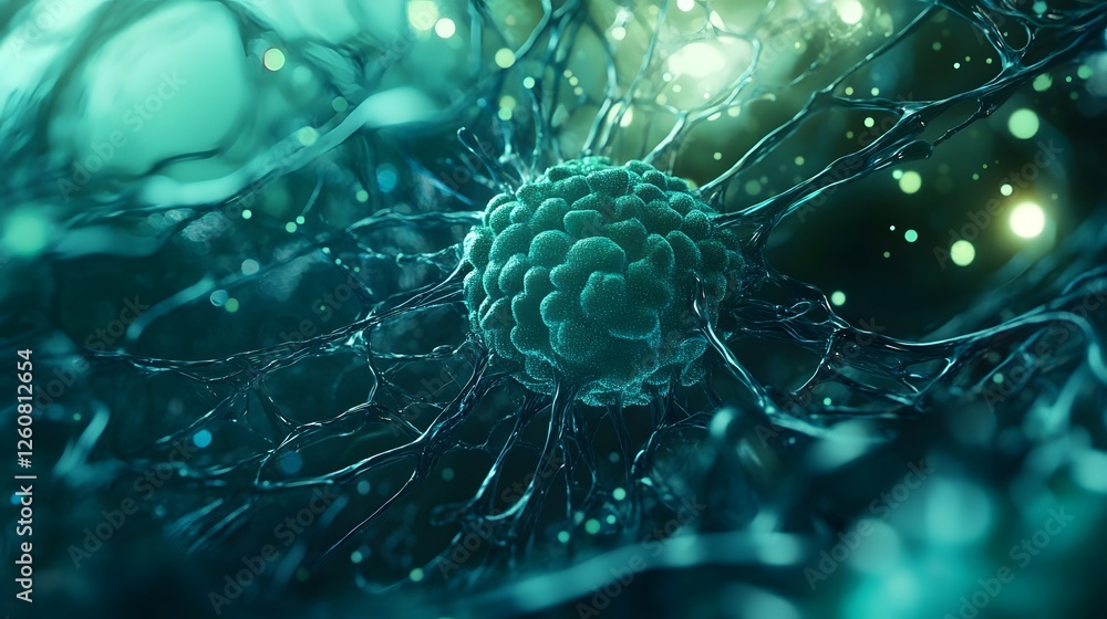Aufkleber Closeup Microscopic View of Intricate Neural Network and Synaptic Connections within the Human Brain Structure
