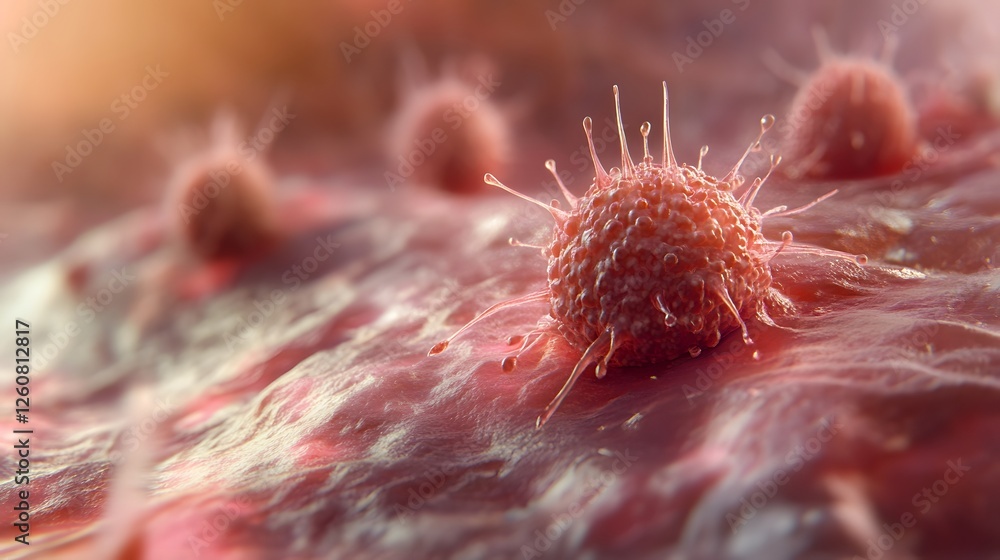 Poster Closeup Microscopic View of Mysterious Microorganism or Virus Structure in a Scientific Research Laboratory  Detailed Magnified Look at Cellular Tissue or Genetic Structure for Medical