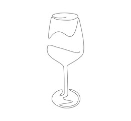Wine glass continuous line. Continuous one line drawing wine glass. Glass, equipment concept. Single line drawing