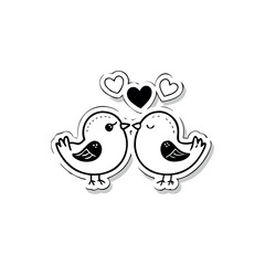 Black Silhouette Valentin's day love bird vector