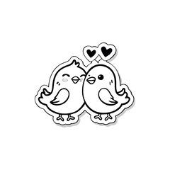 Black Silhouette Valentin's day love bird vector