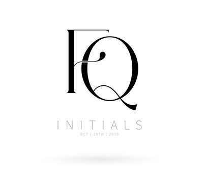 FQ brand logo, FQ letter logo, FQ Typography Initial Letter Brand Logo, Minimalist Wedding Monogram Logo