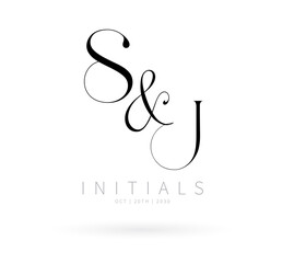 SJ Monogram logo, Minimalist Typographic Line Monogram Logo, SJ Wedding monogram logo, SJ Typography Initial Letter Brand Logo	