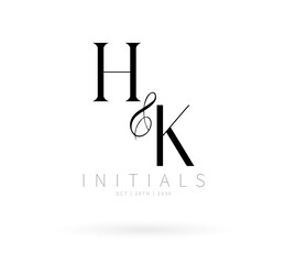 HK Monogram logo, Minimalist Typographic Line Monogram Logo, HK Wedding monogram logo, HK Typography Initial Letter Brand Logo	