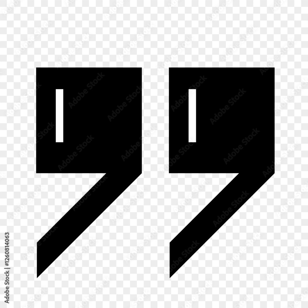 Fototapete a set of square quotation marks with sharp corners in black on a transparent background. quotation m