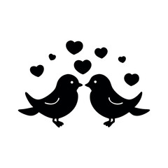 Black Silhouette Valentin's day love bird vector