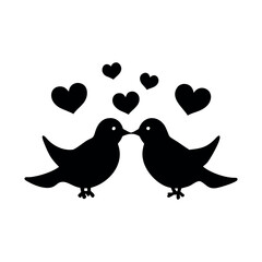 Black Silhouette Valentin's day love bird vector