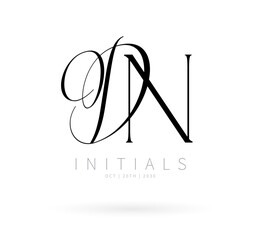 DN Monogram logo, Minimalist Typographic Line Monogram Logo, DN Wedding monogram logo, DN Typography Initial Letter Brand Logo	