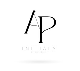 AP Monogram logo, Minimalist Typographic Line Monogram Logo, AP Wedding monogram logo, AP Typography Initial Letter Brand Logo	