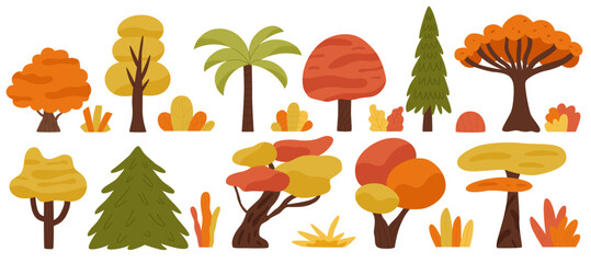 Autumn set with trees