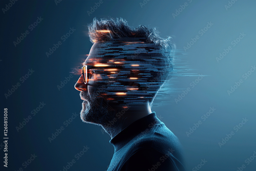 Poster digital transformation concept with ai and cybernetic integration