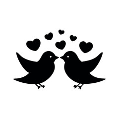 Black Silhouette Valentin's day love bird vector