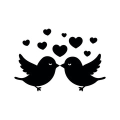 Black Silhouette Valentin's day love bird vector