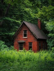 Obraz premium Red brick house in forest