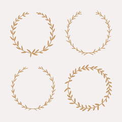 Hand drawn floral frames with flowers, branch and leaves. Elegant logo template. Vector illustration for labels, branding business identity, wedding invitation