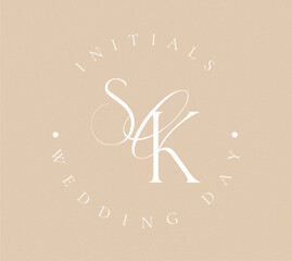 SK Monogram logo, Minimalist Typographic Line Monogram Logo, SK Wedding monogram logo, SK Typography Initial Letter Brand Logo	
