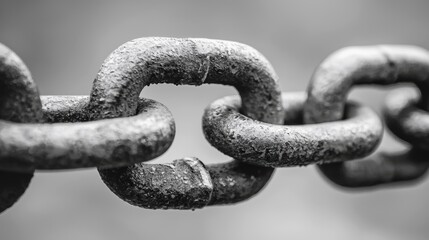 Fototapeta premium Chain link is shown in black and white