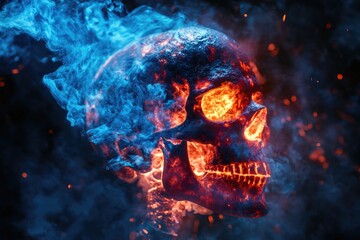 Obraz premium Burning Skull with Flames