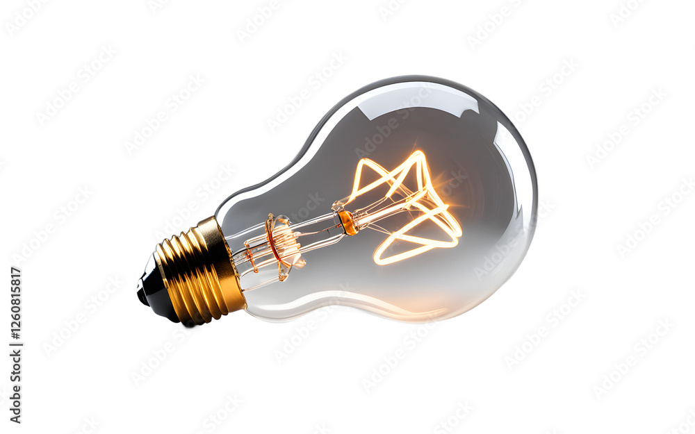 Poster A classic incandescent light bulb with a visible filament, isolated on a empty plain background