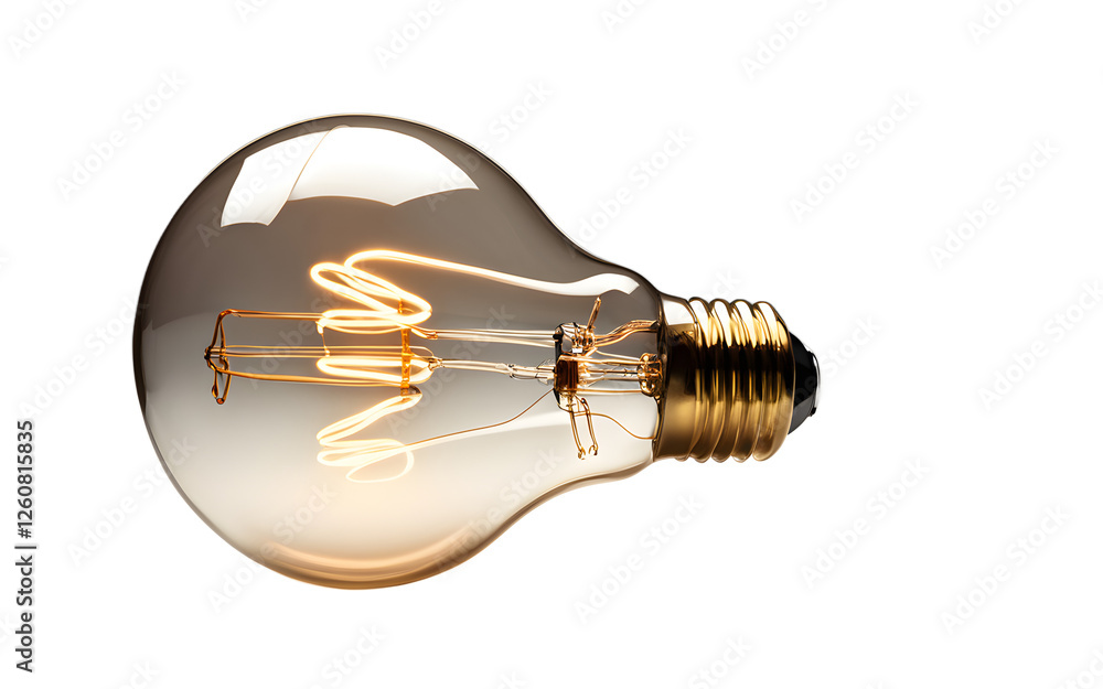 Aufkleber A classic incandescent light bulb with a visible filament, isolated on a empty plain background
