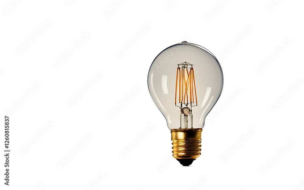 Poster A classic incandescent light bulb with a visible filament, isolated on a empty plain background
