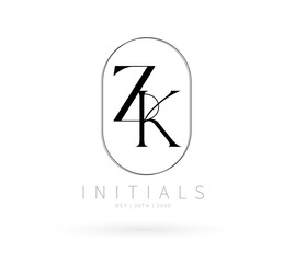 ZK Monogram logo, Minimalist Typographic Line Monogram Logo, ZK Wedding monogram logo, ZK Typography Initial Letter Brand Logo	